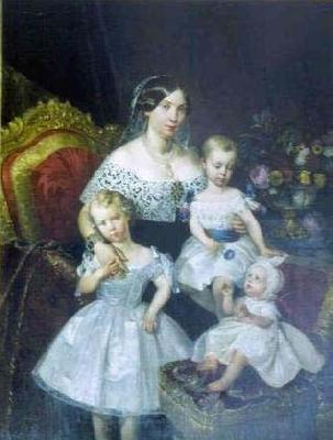 unknow artist Louise Marie Therese d'Artois, Duchess of Parma with her three children